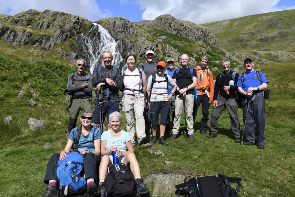 Members of St Edwards Fellwalkers near Grasmere, July 2024